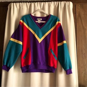Blast multicolored textured vintage sweater with pockets
